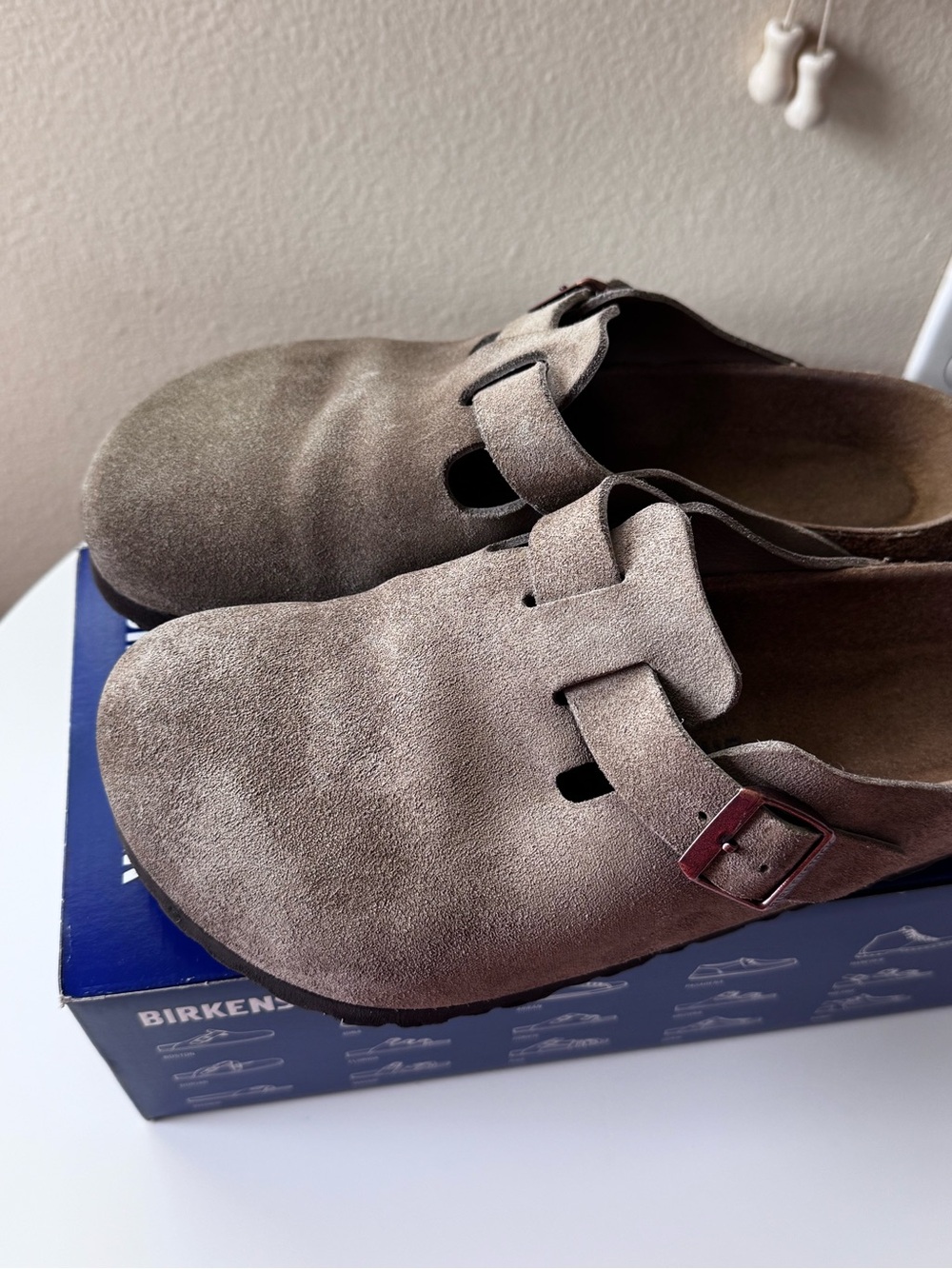 Birkenstock Boston Suede Clogs – Taupe (Size 38, Regular Fit)